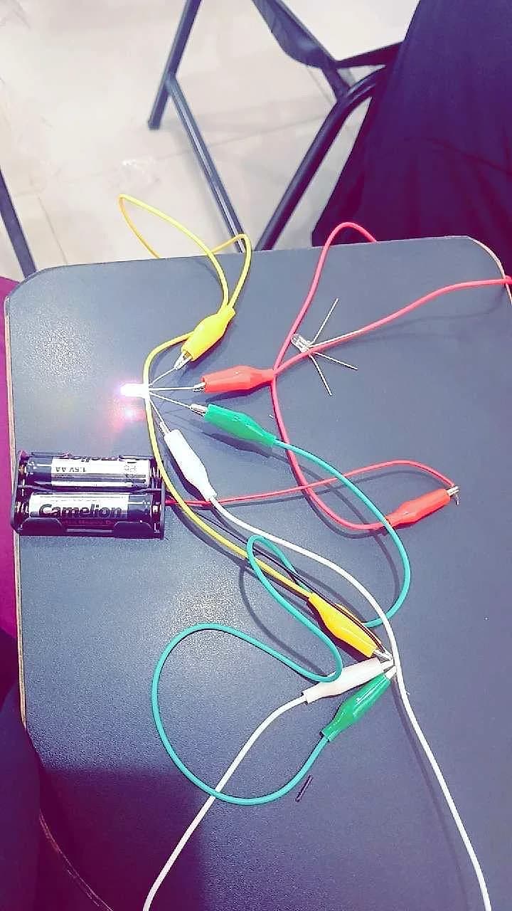 First circuit — lighting up an LED